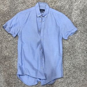 Zara blue and white polka dot button up